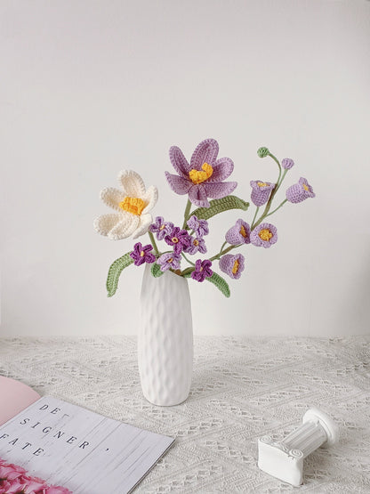 Crochet Flowers Bouquet, Tulip, Pink, White, Purple, Blue, Everlasting, Graduation, Birthday, Friend, Sister, Girlfriend Gift, Love, Easter