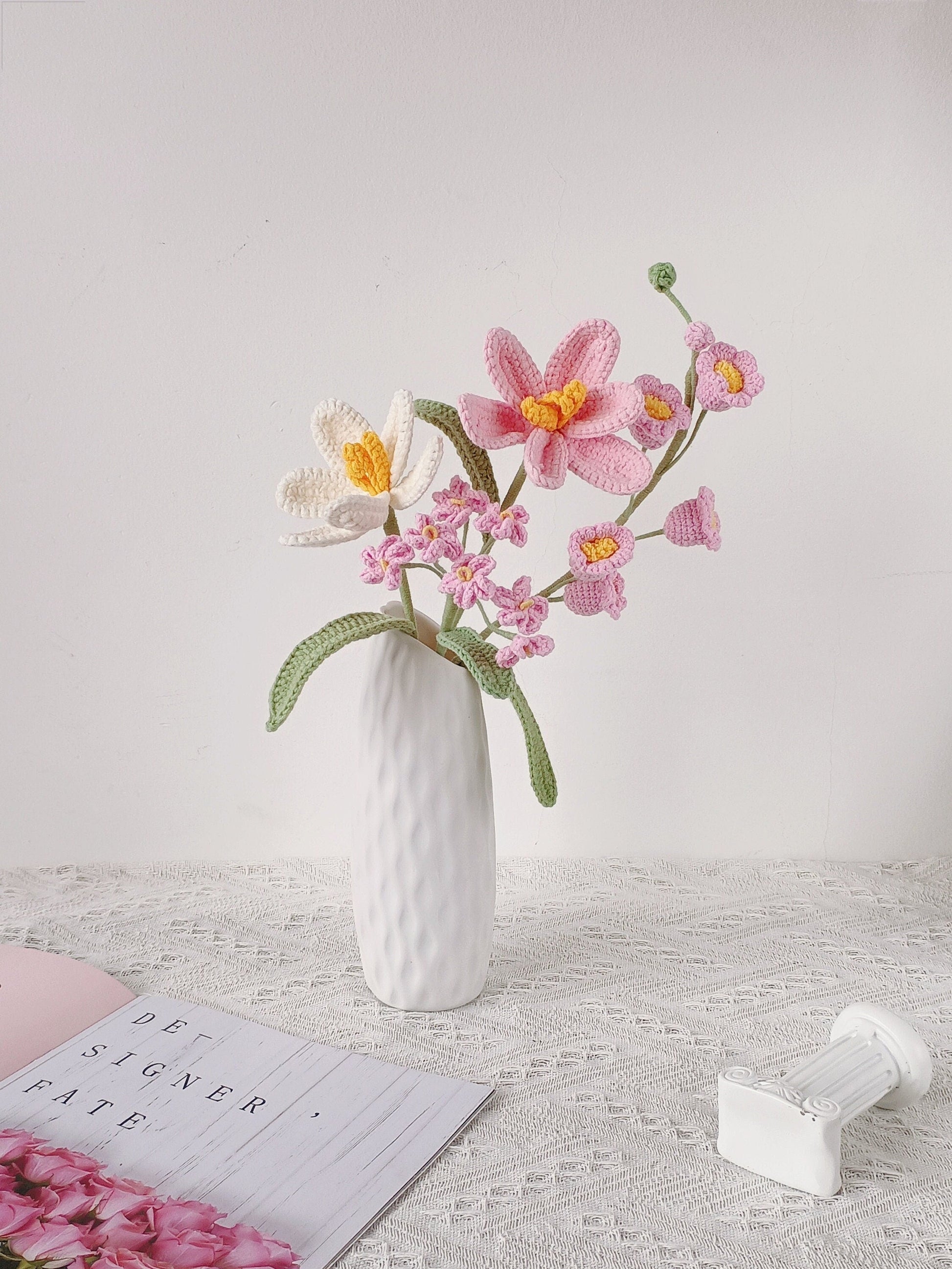 Crochet Flowers Bouquet, Tulip, Pink, White, Purple, Blue, Everlasting, Graduation, Birthday, Friend, Sister, Girlfriend Gift, Love, Easter