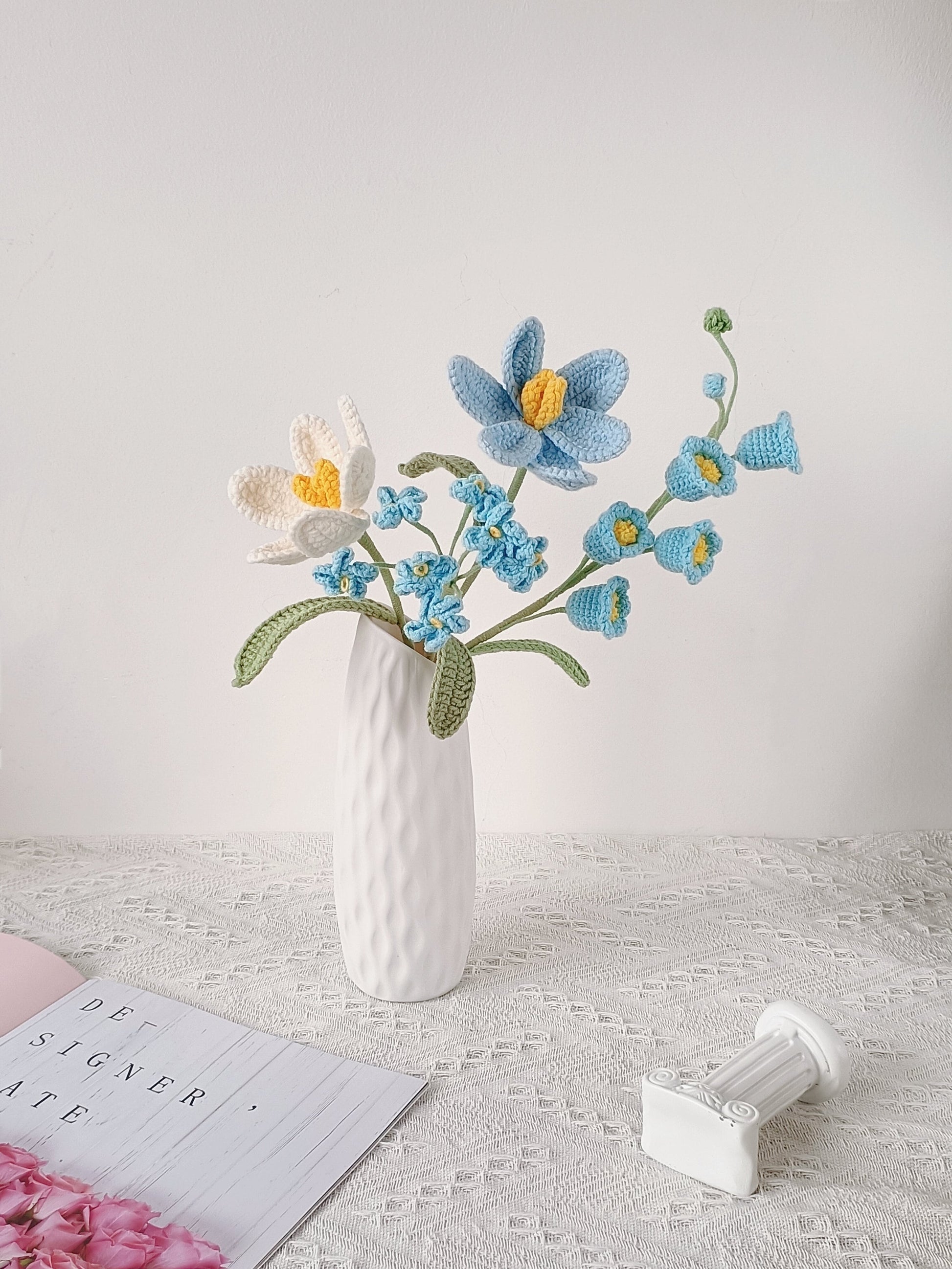 Crochet Flowers Bouquet, Tulip, Pink, White, Purple, Blue, Everlasting, Graduation, Birthday, Friend, Sister, Girlfriend Gift, Love, Easter